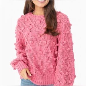 C/Meo Collective Pink popcorn long sleeve sweater oversized chunky knit 3d XS